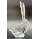 An Art Vannes, France, crystal rabbit figure with open back. Makers mark to base. Approx. 21cm tall.