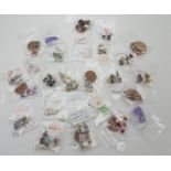 25 pairs of handmade drop style earrings, all in original packets. To include foil glass, novelty