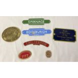 A small collection of assorted metal and enamel railway plaques. To include 2 x Garnier & Co British