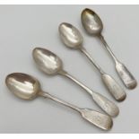 4 Victorian silver teaspoons with engraved italic monogrammed 'E.L' to handles. Hallmarked London