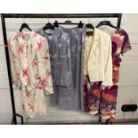 3 ladies skirt and dress suits. A floral dress with cream jacket by Fenn Wright Manson, a lilac