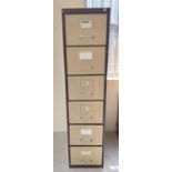 A vintage 1970's Roneo Vickers 5ft Army issue 6 drawer filing cabinet, complete with key. With