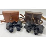 2 leather cased sets of binoculars. Vesper non reflective Titanic Coated Super Field 8 x 30,