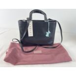 A Radley, brand new with tags and dust bag, black leather grab bag with removeable shoulder strap.