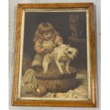 A large vintage 1920's Charles Burton Barber print titled "The Order of the Bath". In a walnut