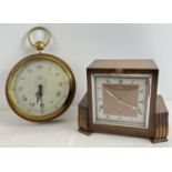 2 vintage wooden cased clocks. A Bentima square cased Westminster chime mantle clock, complete