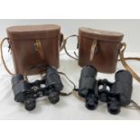 2 leather cased sets of French binoculars. A Societe Des Lunetiers 10 x 35 coated, together with