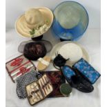 4 ladies straw and occasion hats together with a small collection of vanity items. To include