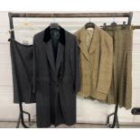 4 items of ladies tweed style clothing. A grey and black coat with velvet collar and matching