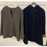 2 ladies wool jackets. A dark blue and tan jacket by Artigiano (size 16) together with a dark