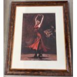 A large Fletcher Sibthorp print of a flamenco dancer, signed in pencil to lower right and initialled