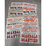 10 large paper 30' x 20' printed theatre posters for the showing of Scandals & Scanties. Showing