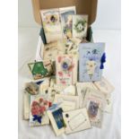 A collection of 150+ antique and vintage greetings cards. To include birthday, remembrance and