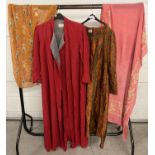 A red clergymen's robe by T Pratt & Son, together with a orange floral design ethnic style dress/