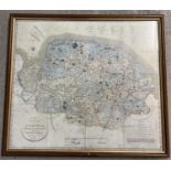 A signed limited edition reproduction of an 1840 map of Norfolk from an engraving by John Cary.