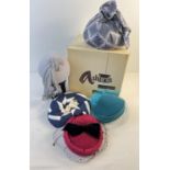 A collection of vintage occasion hats together with an Ashford's Of Newmarket hat box. Hats