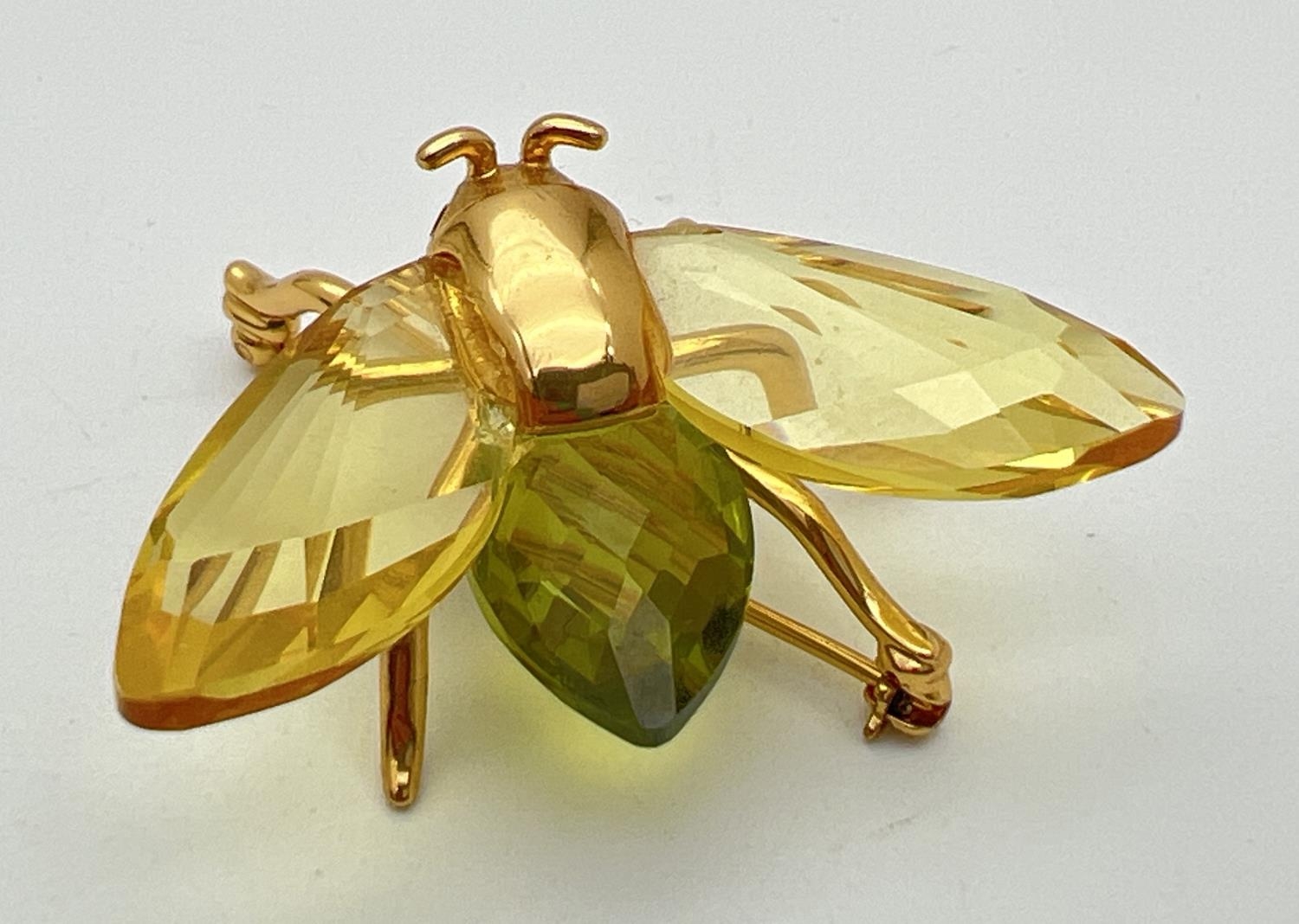 A boxed Swarovski Crystal flying insect brooch from the 'Paradise Bugs' range. Gold plated silver - Image 4 of 4