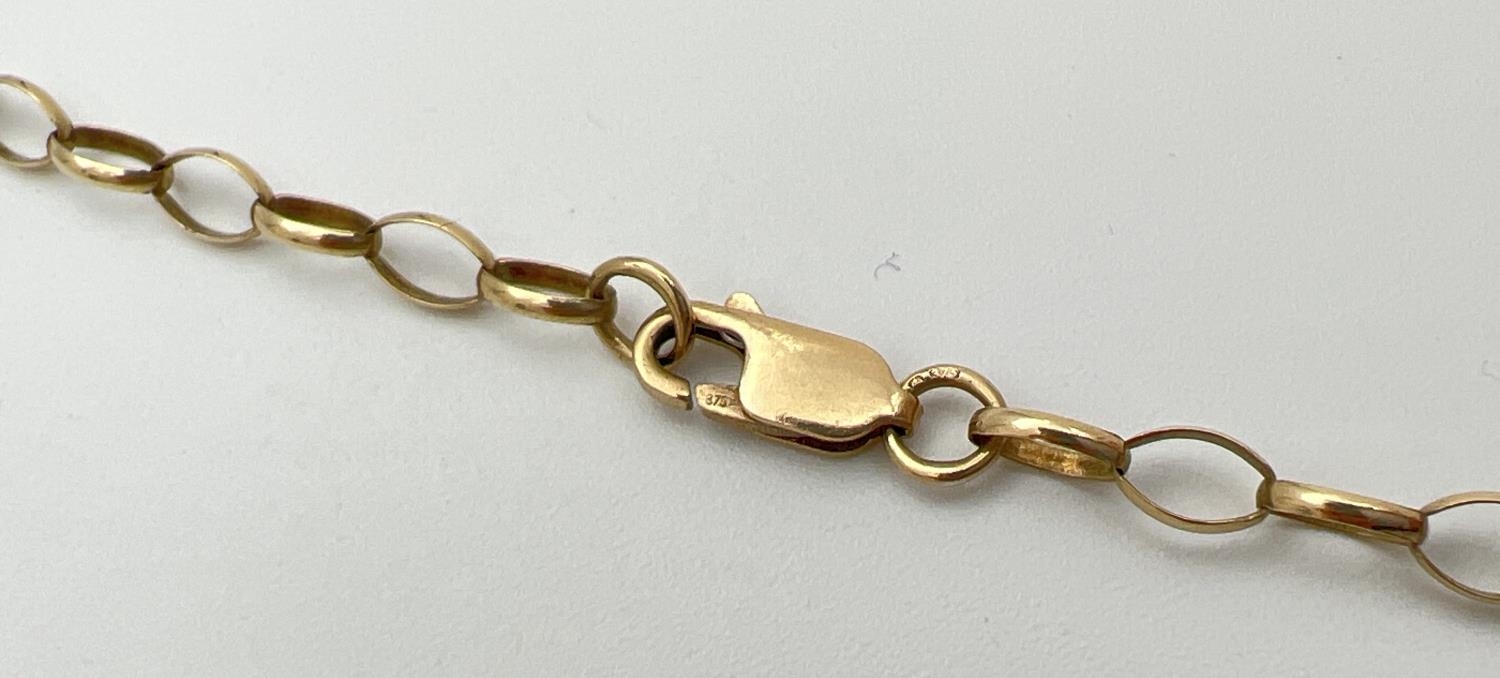 A 9ct gold 24" belcher chain with lobster claw clasp for repair or scrap. Total weight approx. 6.4g. - Image 3 of 3