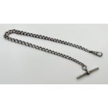 A vintage silver 14 inch Albert watch chain. Worn silver marks to fixing link and lobster clasp.