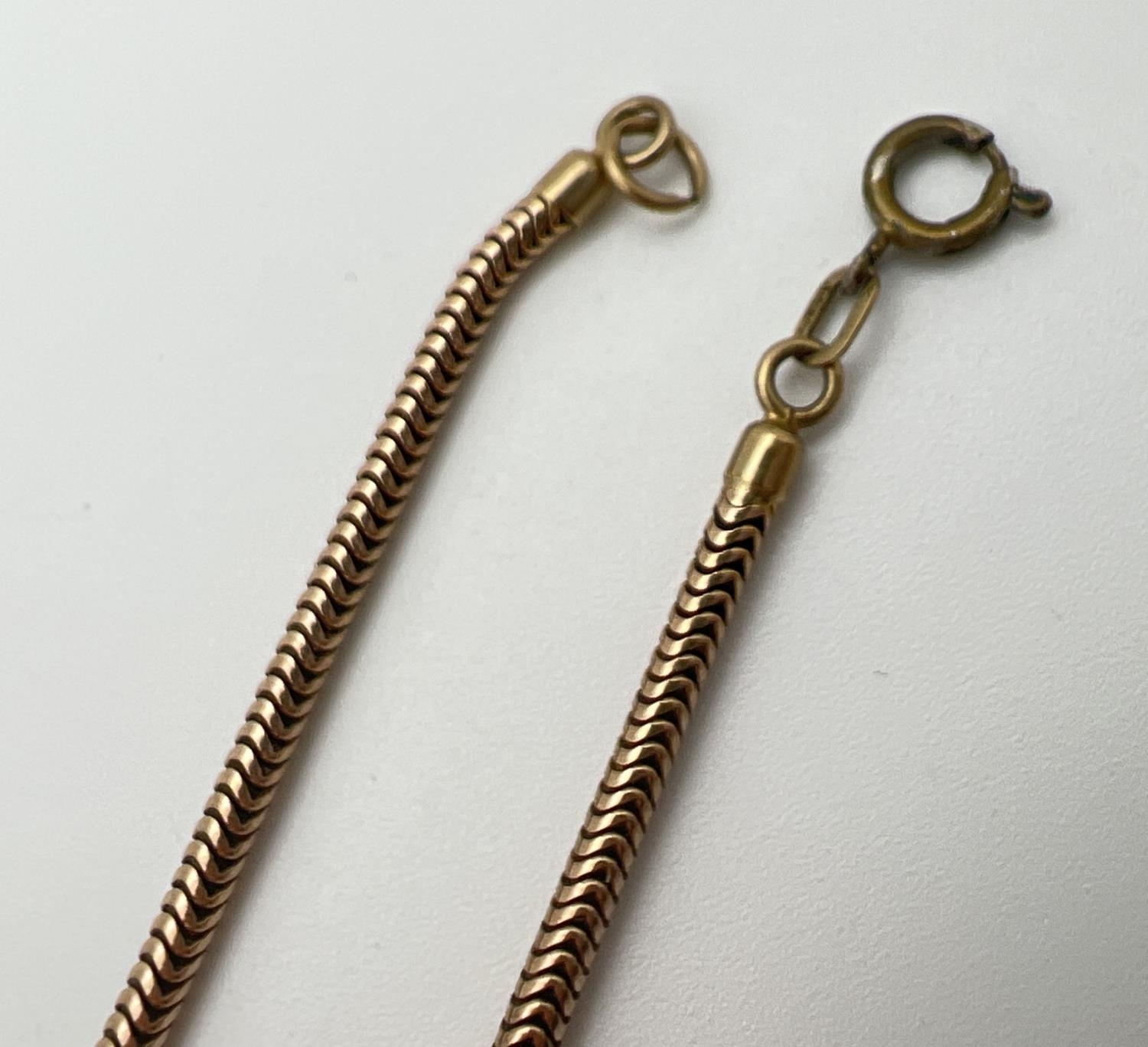 A vintage 16 inch 9ct gold snake chain (spring ring clasp not original or gold). Hallmarks to - Image 3 of 3