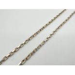 A silver 18" flat link belcher chain with lobster claw clasp. Silver marks to clasp. Total weight
