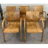 5 x Herman Miller natural beech and chrome finish modern design carver style chairs RS301NA. Wood