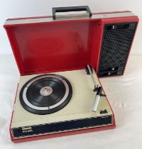 A vintage Phillips 22GF403 portable briefcase style record player with mains lead. 3 speed with