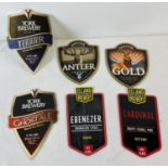 6 beer pumps clips from York, Elland and Exmoor breweries. Comprising: Centurion's Ghost Ale,