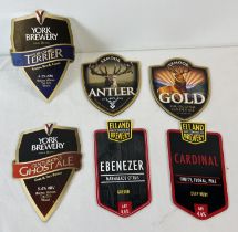 6 beer pumps clips from York, Elland and Exmoor breweries. Comprising: Centurion's Ghost Ale,