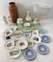 A collection of vintage ceramics to include a G B Brevet coffee set for one (a/f), busts of the