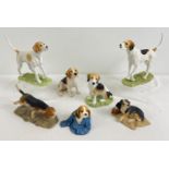 7 Border Fine Arts collectable resin figurines of Beagle and Fox Hound dogs. To include #JH21 Sam