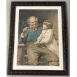 A large vintage Edwin Thomas Roberts print titled "The Gamblers", circa 1920's. In a dark wood frame