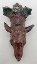 A cold painted bronze letter clip modelled as a fox mask, approx. 15cm long.