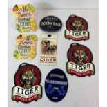 7 cider and ale beer pump clips and boards. Comprising: 2 x Ale Fresco Golden Ale, Millwhites