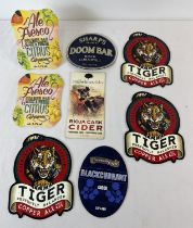 7 cider and ale beer pump clips and boards. Comprising: 2 x Ale Fresco Golden Ale, Millwhites