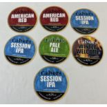 7 beer pumps clips for Calvors Brewery. Comprising: Winter Welcome, Pale Ale, 3 x Session IPA and