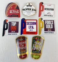 4 Parkway Brewery beer pump clips: Top Dog, Fools Gold, Resolution and Session I.P.A. Together