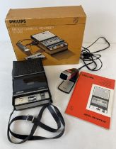 A 1967 Philips Battery Cassette Recorder EL3302 with original box, carry case, microphone, stand and