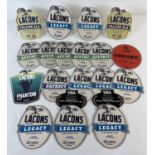 18 beer pumps clips for Lacons Brewery. Comprising: 8 x Legacy, 2 x Falcon Ale, 5 x Affinity,