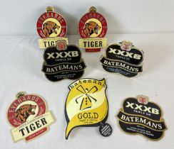 7 beer pump clips for Batemans and Everards breweries. 3 x Tiger Best Bitter, 3 x Triple XB and