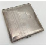 A vintage silver cigarette case of Art Deco design, with engine turned decoration front & back.