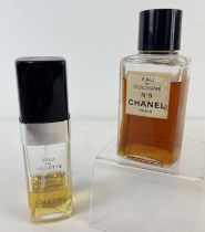 2 vintage part bottles of Channel perfume. Cristalle Eau De Toilette and Chanel No. 5 Eau De