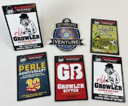 6 beer pump clips and clip boards for Nethergate Brewery. Comprising: 2 x Old Growler, Pearle