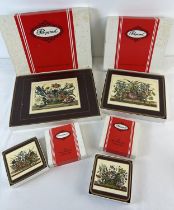 4 vintage boxed sets of Pimpernel coasters & placemats in 'Floral Array' design. 2 boxes of 6