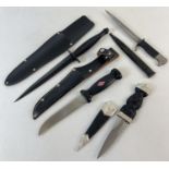 4 small knives/daggers, two with leather scabbards. To include Scottish Skean Dhu by J Novill &