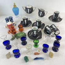 A collection of vintage ceramics and glassware. To include a black and white coffee set by