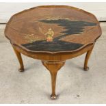 A vintage Northampton Cabinet company circular shaped coffee table with Chinoiserie decoration. 4