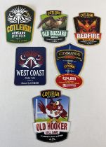 6 beer pump clips for Cotleigh brewery. Comprising: Cotleigh 40 Years 1979-2019, Old Buzzard Dark