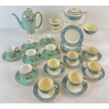 2 Art Deco 6 setting ceramic coffee sets. A Burgess & Leigh Burleigh Ware set with blue rimmed