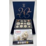 A cased set of 2005 Royal Mint proof coins complete with information booklet and presentation box.